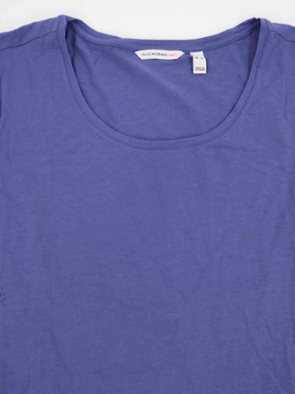 Isaac Mizrahi Live! Peplum Top Womens XL Blue Short Sleeve Tulip Hem
